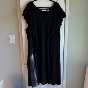 Sejour Ruffle Sleeve Black Midi Dress Size 24W – NWT Holiday